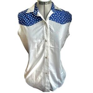 Vintage Banjo USA Western Star Button Up Blouse Y2K Americana Cowgirl Rodeo Top